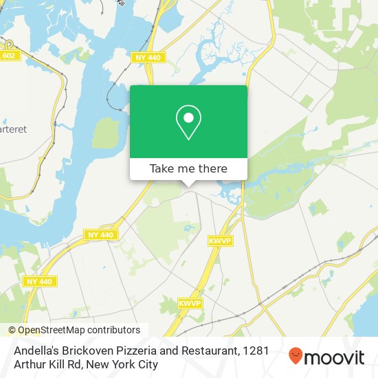 Mapa de Andella's Brickoven Pizzeria and Restaurant, 1281 Arthur Kill Rd
