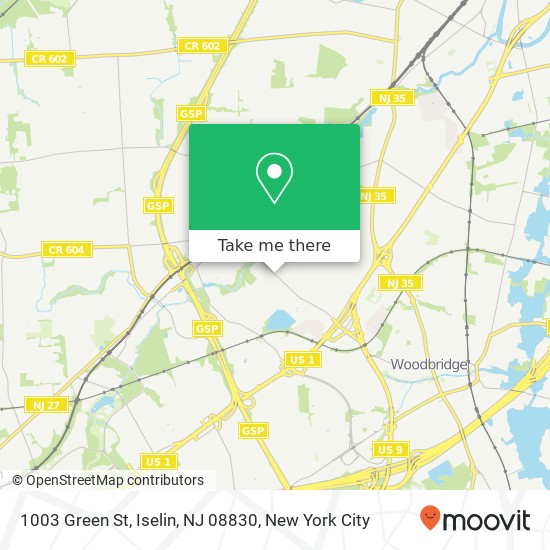 Mapa de 1003 Green St, Iselin, NJ 08830