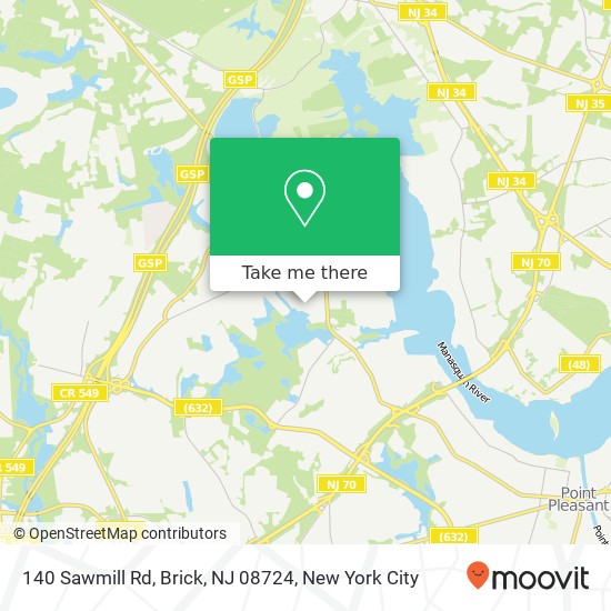 Mapa de 140 Sawmill Rd, Brick, NJ 08724
