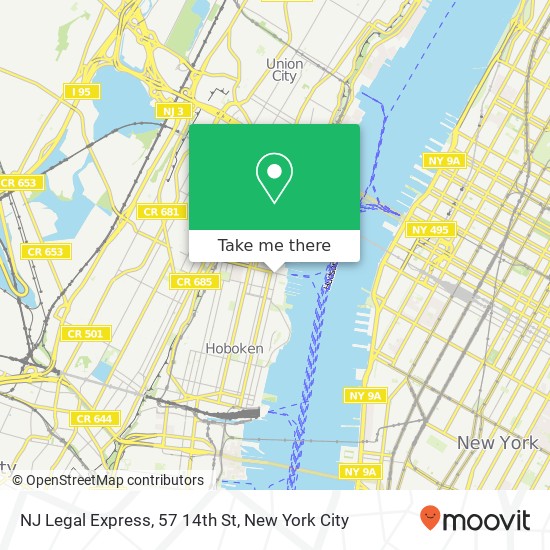 Mapa de NJ Legal Express, 57 14th St