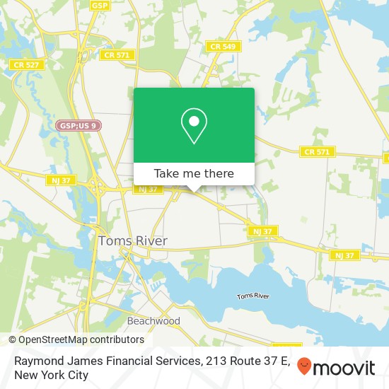 Mapa de Raymond James Financial Services, 213 Route 37 E