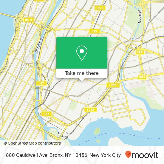 Mapa de 880 Cauldwell Ave, Bronx, NY 10456