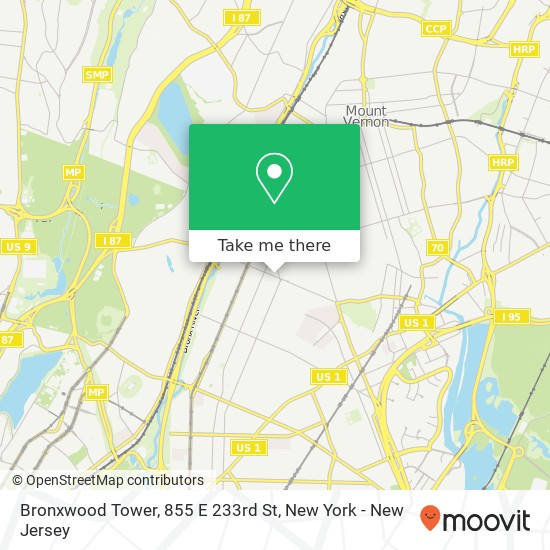 Mapa de Bronxwood Tower, 855 E 233rd St