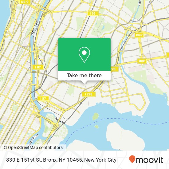 Mapa de 830 E 151st St, Bronx, NY 10455