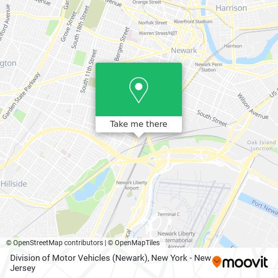 Division of Motor Vehicles (Newark) map