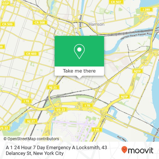 A 1 24 Hour 7 Day Emergency A Locksmith, 43 Delancey St map