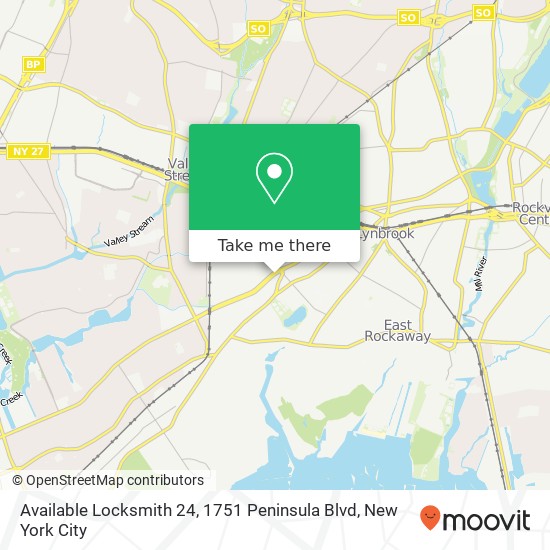 Mapa de Available Locksmith 24, 1751 Peninsula Blvd