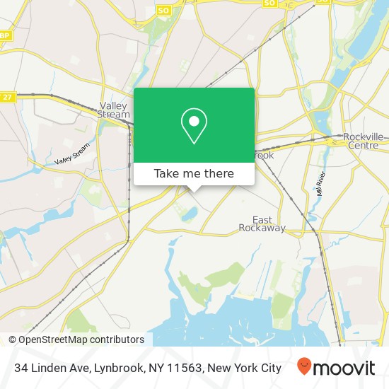 Mapa de 34 Linden Ave, Lynbrook, NY 11563