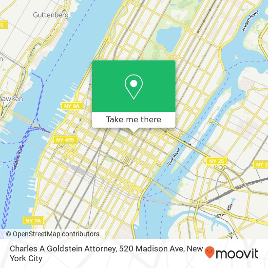Mapa de Charles A Goldstein Attorney, 520 Madison Ave