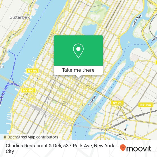 Mapa de Charlies Restaurant & Deli, 537 Park Ave