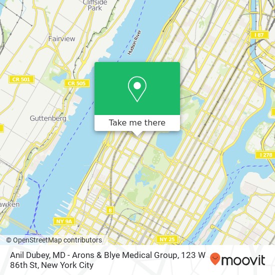 Anil Dubey, MD - Arons & Blye Medical Group, 123 W 86th St map