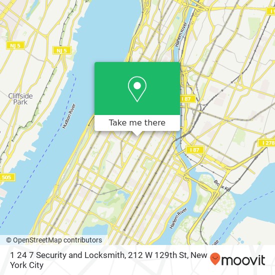 Mapa de 1 24 7 Security and Locksmith, 212 W 129th St