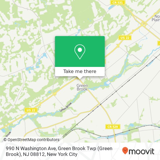 Mapa de 990 N Washington Ave, Green Brook Twp (Green Brook), NJ 08812