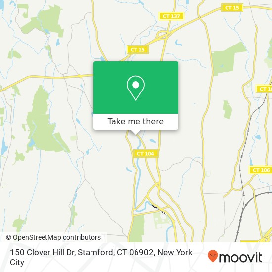 Mapa de 150 Clover Hill Dr, Stamford, CT 06902