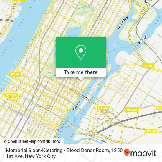 Mapa de Memorial Sloan-Kettering - Blood Donor Room, 1250 1st Ave