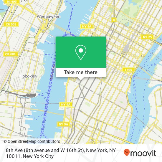 Mapa de 8th Ave (8th avenue and W 16th St), New York, NY 10011