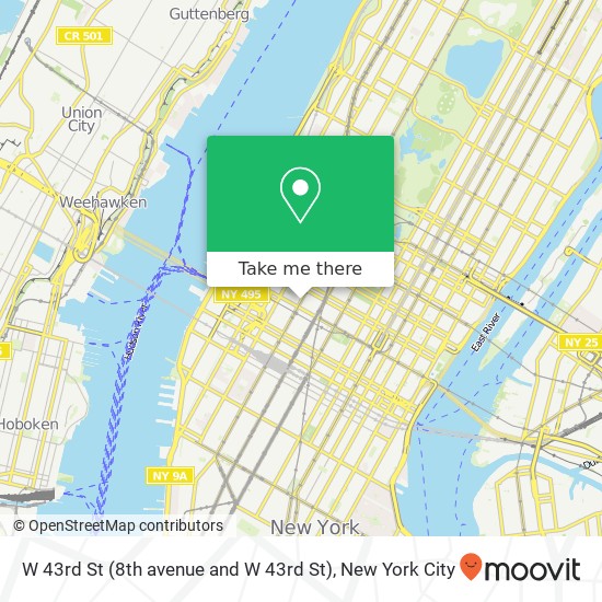 W 43rd St (8th avenue and W 43rd St), New York, <B>NY< / B> 10036 map