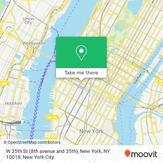 Mapa de W 35th St (8th avenue and 35th), New York, NY 10018