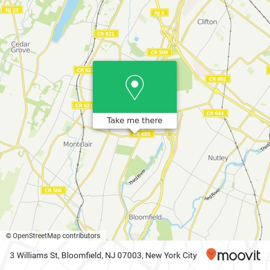 Mapa de 3 Williams St, Bloomfield, NJ 07003