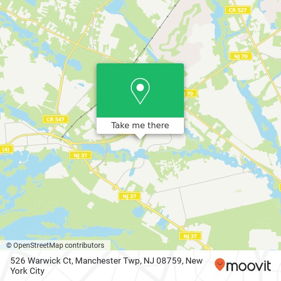Mapa de 526 Warwick Ct, Manchester Twp, NJ 08759