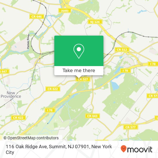 Mapa de 116 Oak Ridge Ave, Summit, NJ 07901