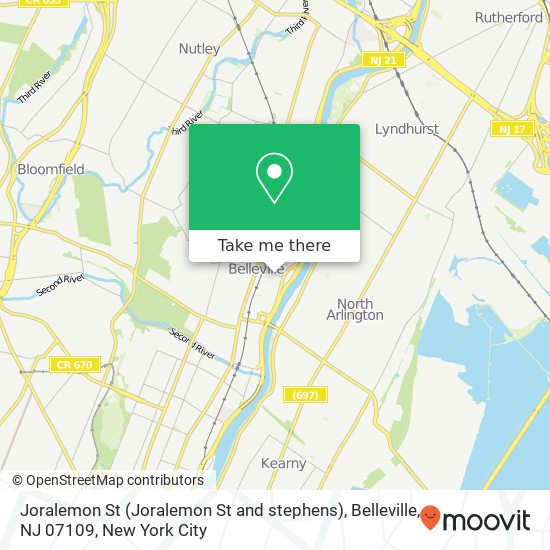 Mapa de Joralemon St (Joralemon St and stephens), Belleville, NJ 07109