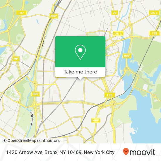 Mapa de 1420 Arnow Ave, Bronx, NY 10469