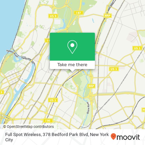 Full Spot Wireless, 378 Bedford Park Blvd map