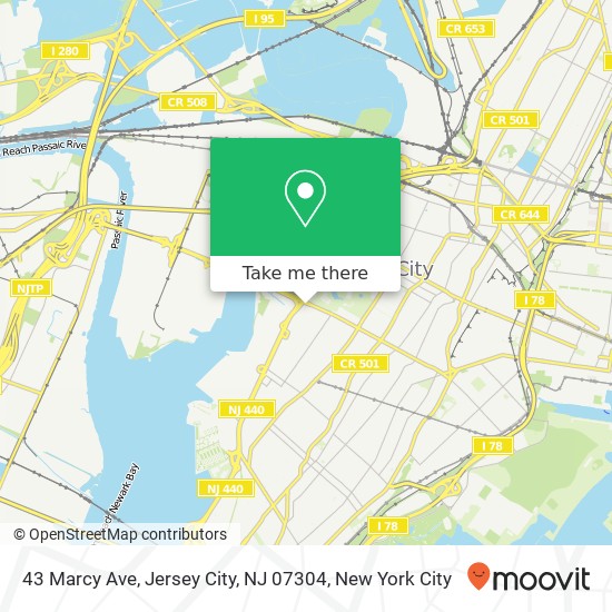 Mapa de 43 Marcy Ave, Jersey City, NJ 07304