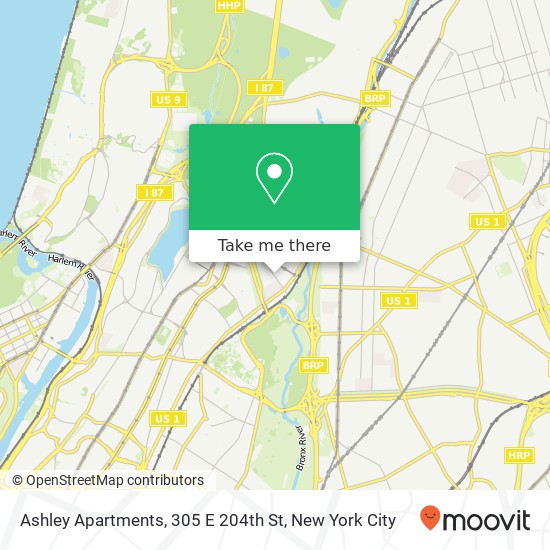 Mapa de Ashley Apartments, 305 E 204th St