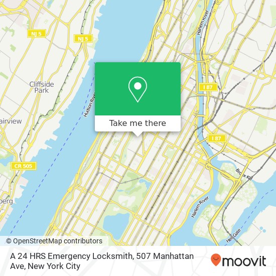 Mapa de A 24 HRS Emergency Locksmith, 507 Manhattan Ave
