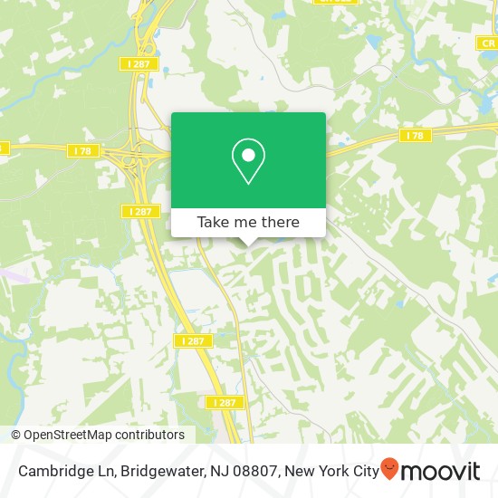 Mapa de Cambridge Ln, Bridgewater, NJ 08807