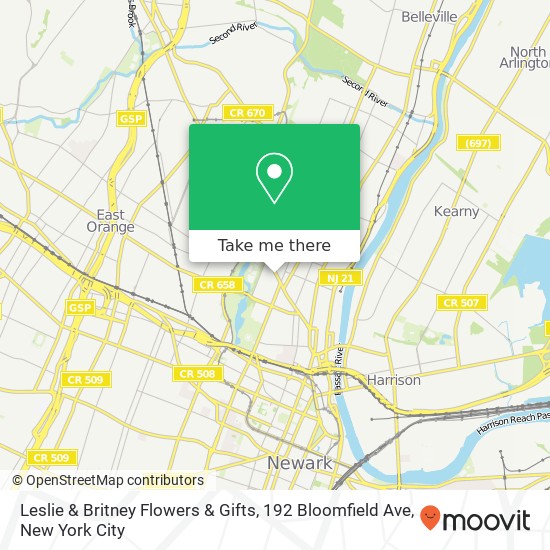 Mapa de Leslie & Britney Flowers & Gifts, 192 Bloomfield Ave