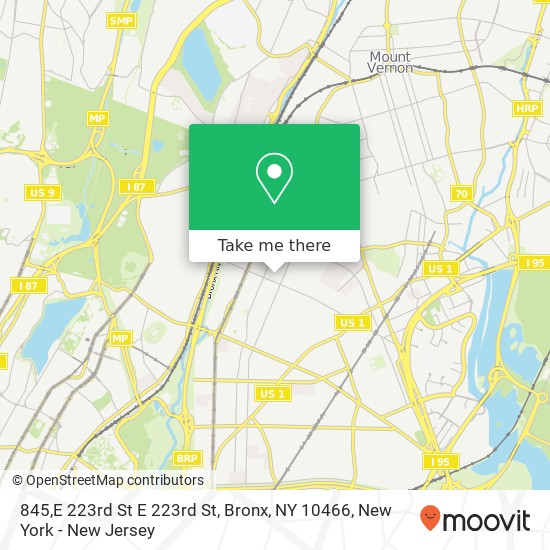 Mapa de 845,E 223rd St E 223rd St, Bronx, NY 10466
