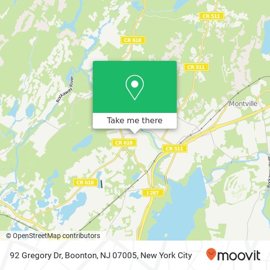 Mapa de 92 Gregory Dr, Boonton, NJ 07005