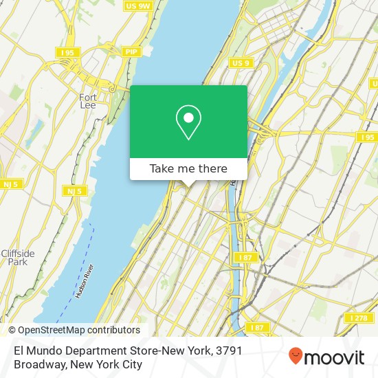 El Mundo Department Store-New York, 3791 Broadway map