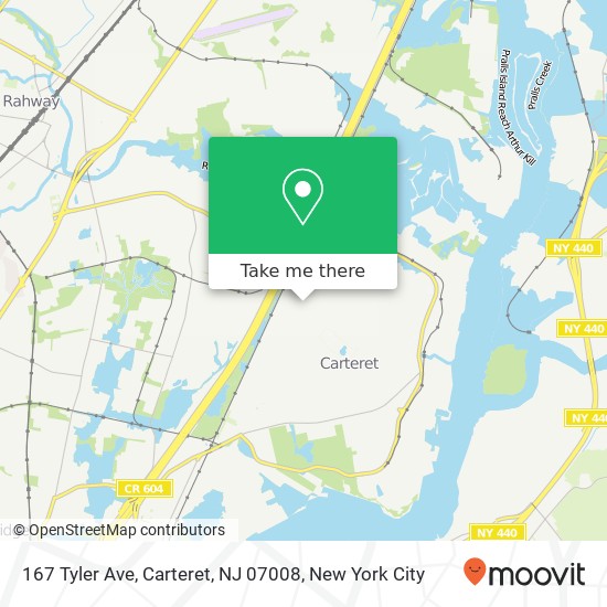 Mapa de 167 Tyler Ave, Carteret, NJ 07008