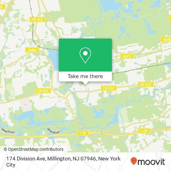 Mapa de 174 Division Ave, Millington, NJ 07946