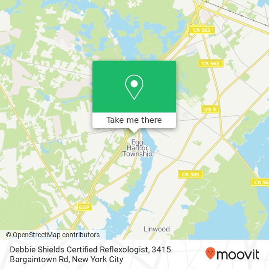 Mapa de Debbie Shields Certified Reflexologist, 3415 Bargaintown Rd