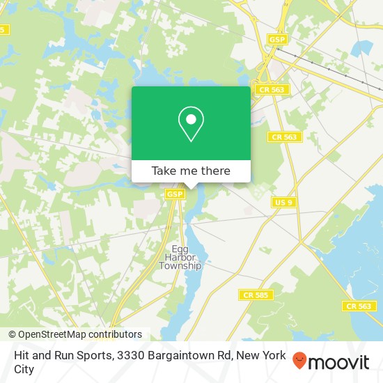 Hit and Run Sports, 3330 Bargaintown Rd map
