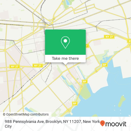 Mapa de 988 Pennsylvania Ave, Brooklyn, NY 11207