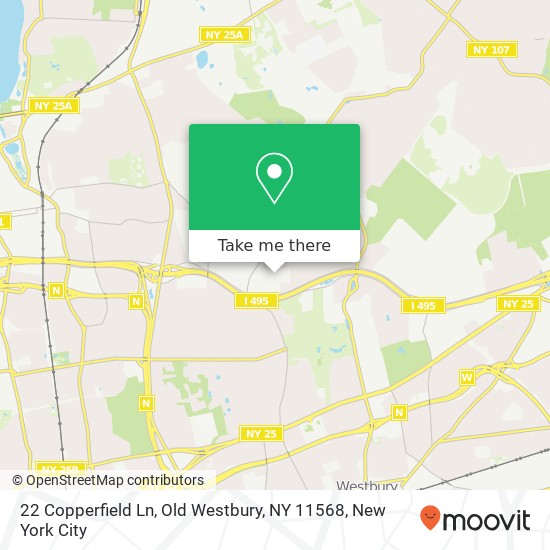 Mapa de 22 Copperfield Ln, Old Westbury, NY 11568