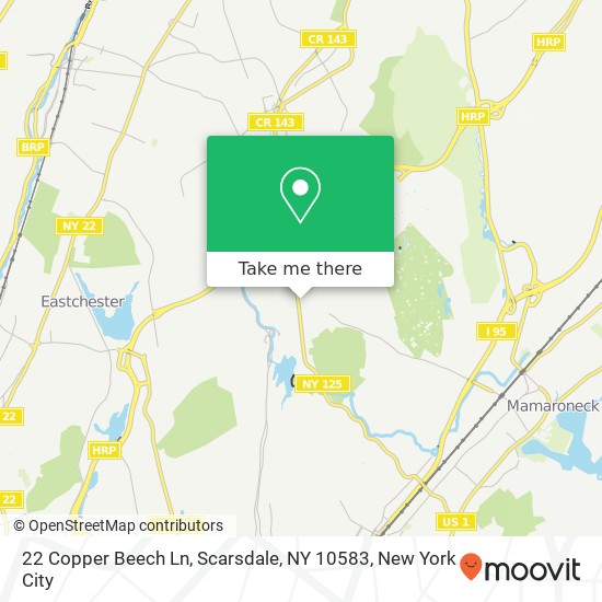 Mapa de 22 Copper Beech Ln, Scarsdale, NY 10583