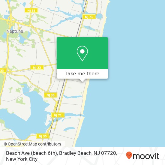 Mapa de Beach Ave (beach 6th), Bradley Beach, NJ 07720