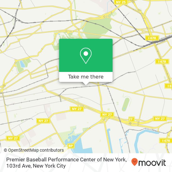 Premier Baseball Performance Center of New York, 103rd Ave map