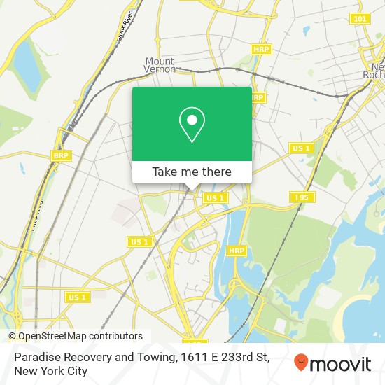 Paradise Recovery and Towing, 1611 E 233rd St map