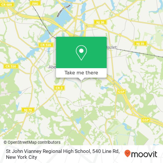 Mapa de St John Vianney Regional High School, 540 Line Rd