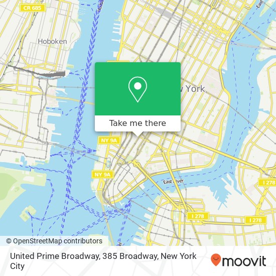 Mapa de United Prime Broadway, 385 Broadway