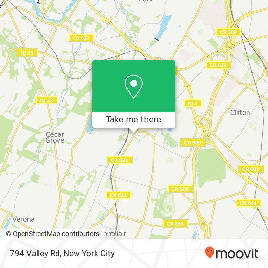 Mapa de 794 Valley Rd, Montclair, NJ 07043