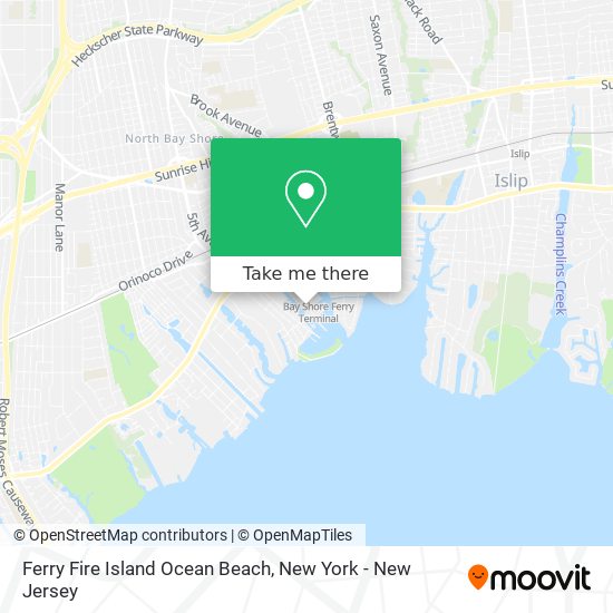 Ferry Fire Island Ocean Beach map